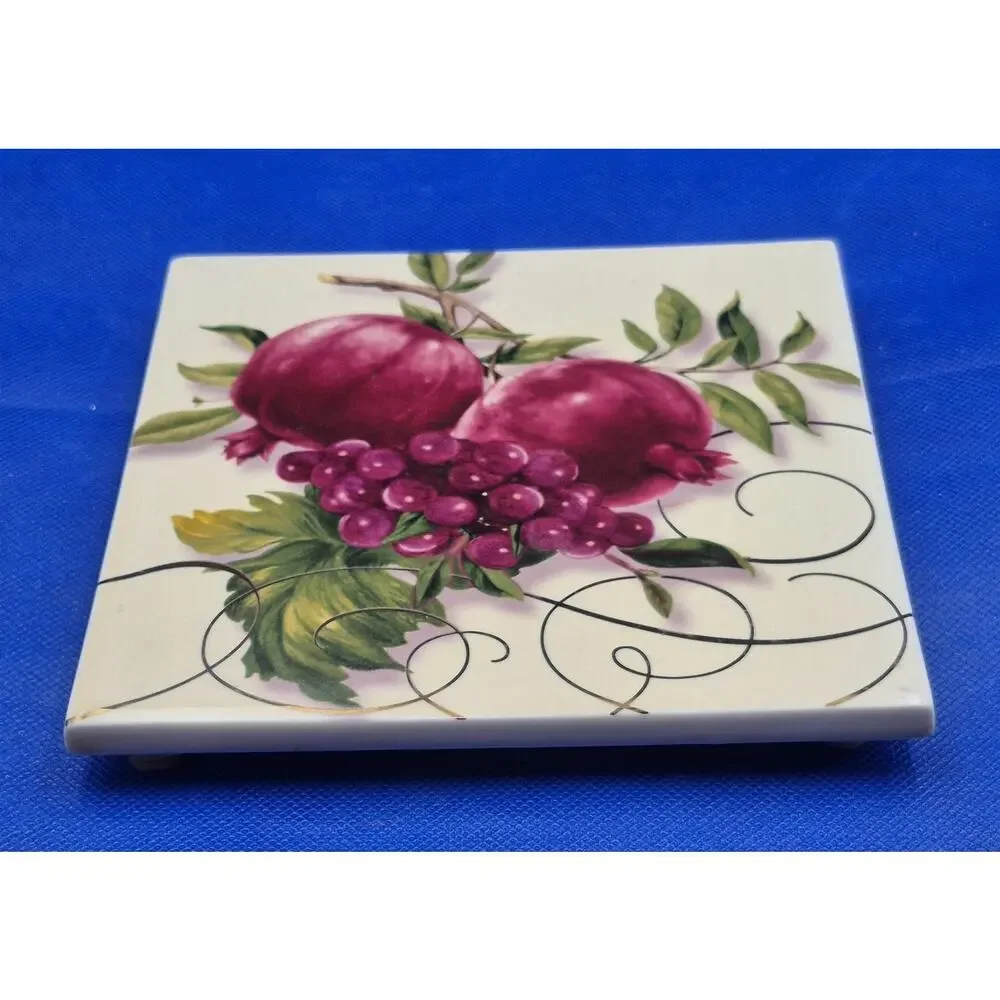 Vintage Hallmark Porcelain Fruit Trivet or Wall Hanger 6x6